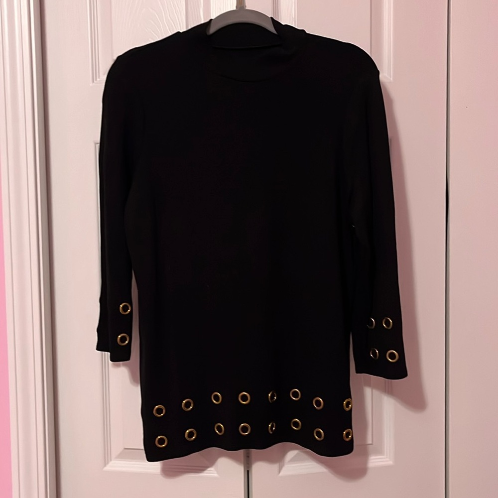 Black long sleeve with gold buttons
